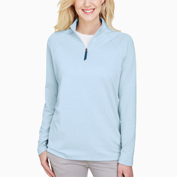 Women's CrownLux Performance® Clubhouse Micro-Stripe Quarter-Zip Pullover Thumbnail