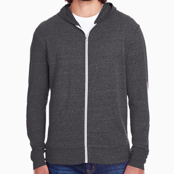 Unisex Triblend Full-Zip Lightweight Hooded Sweatshirt Thumbnail
