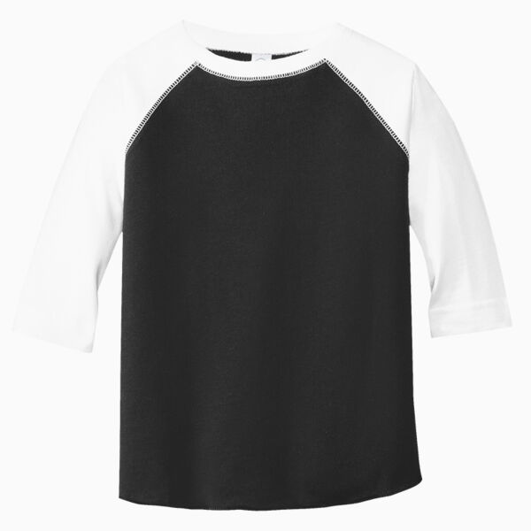 Toddler Baseball Fine Jersey Three-Quarter Sleeve Tee Thumbnail