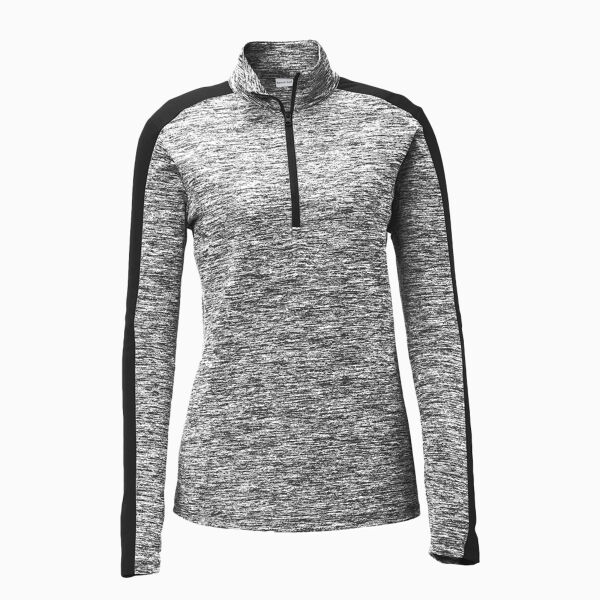 Women's PosiCharge ® Electric Heather Colorblock 1/4 Zip Pullover Thumbnail