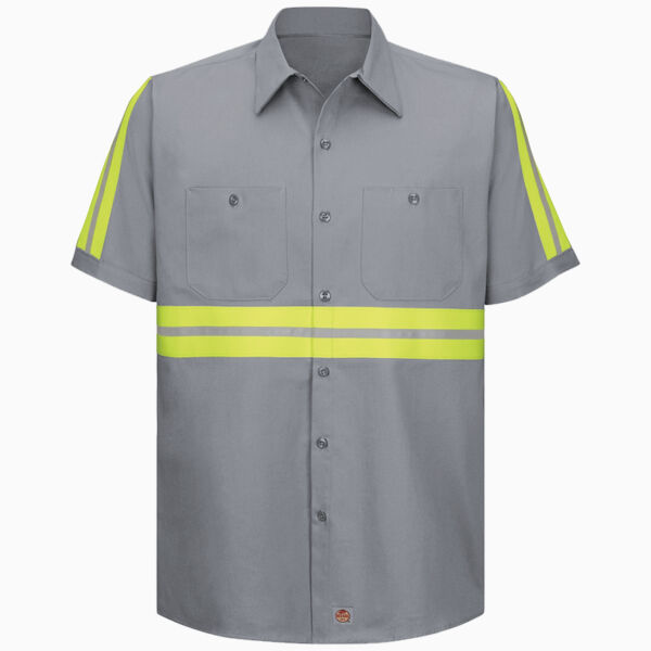 Men's Tall Enhanced Visibility Short Sleeve Cotton Work Shirt Thumbnail