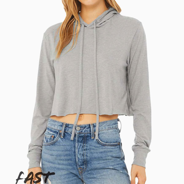 Women’s Triblend Crop Long Sleeve Hoodie Tee Thumbnail