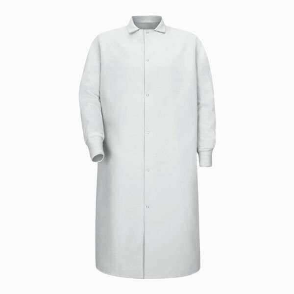Unisex Gripper-Front Pocketless Butcher Coat With Knit Cuffs Thumbnail