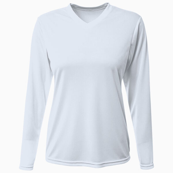 Women's USA-Made Deep V-Neck Long Sleeve T-Shirt Thumbnail