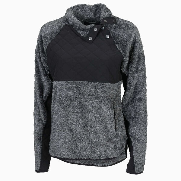 Women's Quilted Fuzzy Fleece Snap Placket Pullover Thumbnail