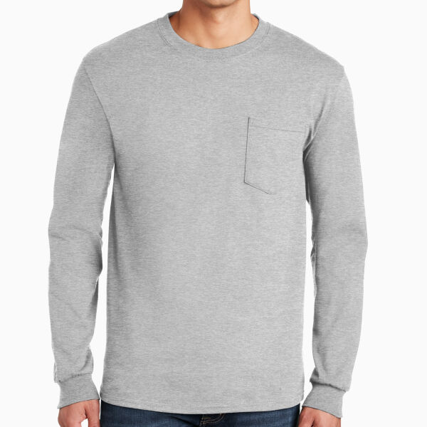 Ultra Cotton ® 100% Cotton Long Sleeve T Shirt with Pocket Thumbnail