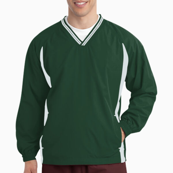 Tipped V Neck Raglan Wind Shirt Thumbnail