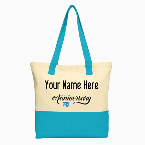 Custom Anniversary Cruise Colorblock Cotton Tote Thumbnail
